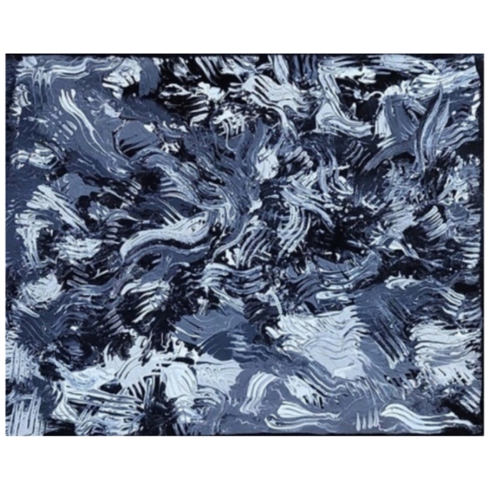 Hand Crafted Textured Gray Abstract Design 16 x 20 Inches Canvas Painting - Picture 4 of 4